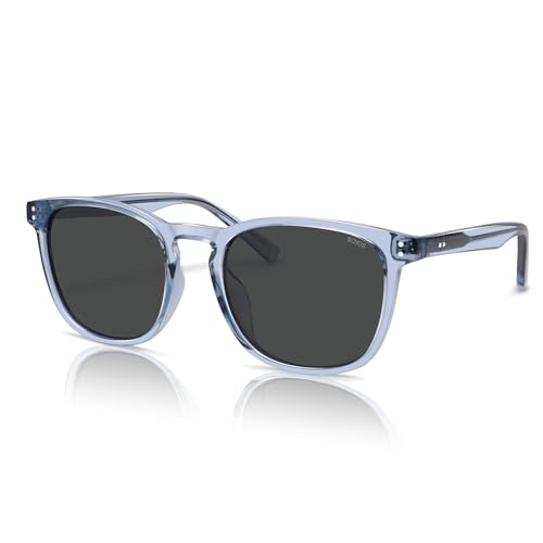 SOJOS Unisex Rounded Square Polarized Sunglasses TR90 Frame UV400 Protection Lightweight Retro for Women & Men - color: Blue/Grey