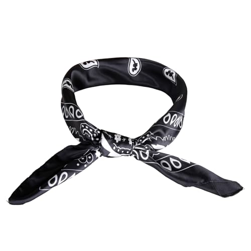 35” Satin Large Square Head Scarves-Like Silk Satin Scarf for Hair Wrapping at Night Bandana Square Scarf for Sleeping - color: Little Water Drop-black