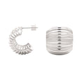 RENAIZ Bold Statement Hoop & Stud Earrings for Women – 14K Gold & Rhodium Plated Maximalist Jewelry, Chunky Geometric Boho Earrings, Hypoallergenic Non-Tarnish Trendy Gift - color: White Gold, style: Chunky