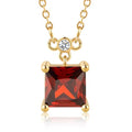 18K Gold-Plated Non Tarnish Birthstone Necklace for Women, 5A Princess Cut Cubic Zirconia Pendant, Birthday Anniversary Valentine's Gift, 18-20 Inches - color: 1-Jan-Deep Garnet