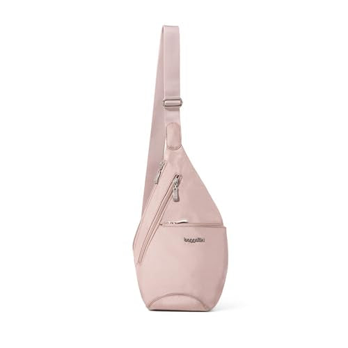 Baggallini Mini Sling - 12x7 Sling Crossbody Bag Backpack with Adjustable Shoulder Strap - color: Blush Shimmer