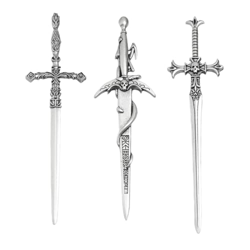 3Pcs Sword Hair Pins - Renaissance Medieval Gothic Hair Sticks for Women, Vintage Metal Hair Chopsticks for Bun Updo, Renaissance Accessories Medieval Accessories - color: design-2