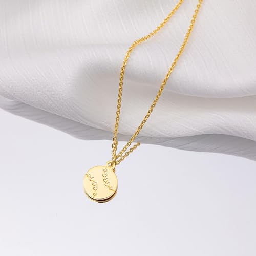 VRIUA Gold Necklace for Women - 14K Gold Plated Dainty Italian Horn Star of David Butterfly Bow Sun Lotus Volleyball Baseball Cowboy Boots Necklace Jewelry Everyday for Women - style: Baseball