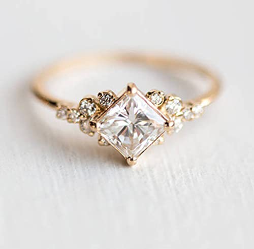 Vintage Ring Gold Engagement Ring Diamond Wedding Ring 14k Gold Milgrain Band for Women (6) - size: 6