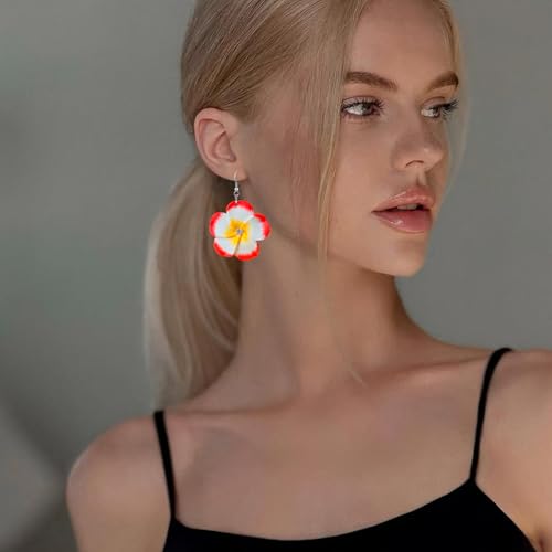 4 Pairs Tropical Bohemian Dangle Earrings For Women Hawaii Plant Daisy Flower Drop Earrings Set - color: style-3