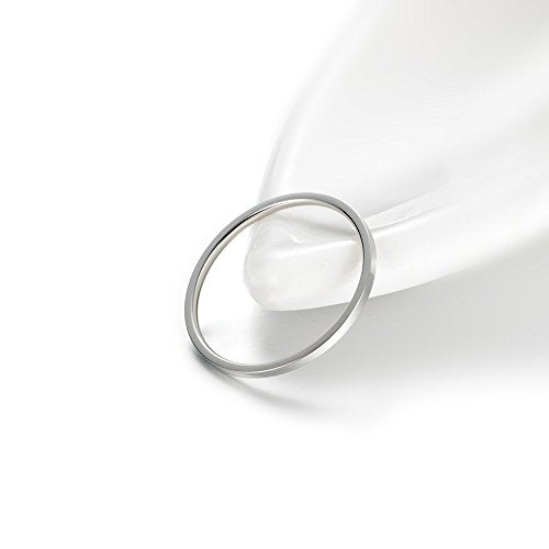 8pcs 1MM Thin Stainless Steel Knuckle Midi Stacking Rings for Women Plain Band Comfort Fit - color: Flat - Silver 8pcs(size 3 to 10)