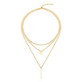 Disc Bar Pendant Layering Necklace Stainless Steel Layered Chain Choker - color: 14K Gold Plated