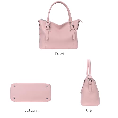 HESHE Genuine Leather Purses and Handbags for Women Tote Shoulder Bag Satchel Purse Top Handle Bags Hobo Crossbody Purse - color: Pink, size: Large