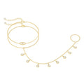 CHESKY 14k Gold Plated Hand Chain Bracelet for Women Trendy, Dainty Ring Bracelets Hand Chain Finger Nail Bracelet Simple Gold Hand Jewelry for Women Gifts - style: Eye
