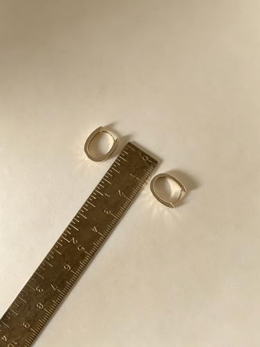 Small Hoop Earrings for Women Glitter Hoops Gold Plated with 925 Sterling Silver Post - style: Gold-oval