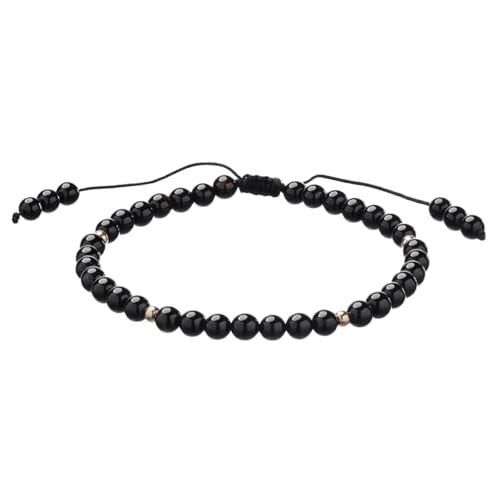 Softones 6mm Natural Stone Anklet for Women Gemstone Ankle Bracelets for Women Healing Energy Crystal Anklets Adjustable(8.5-10 Inches) - color: Black Agate