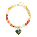 Elegance 11 designs Chunky Heart Necklace for Women, Colorful Acrylic Beaded Statement Puff Heart Necklace, Cute Boho Y2K Choker Necklace for Gift Jewelry - color: Green Heart Pendant Necklace