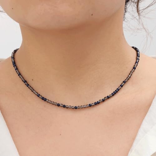 JSJOY Tiny Crystal Beaded Choker Necklaces for Women Colorful Beaded Necklace Dainty Choker Necklaces Simple Boho Jewelry Gifts for Teens Handmade Shining Bead Necklaces Gifts - color: Dark Black