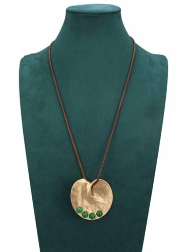 JAOYU Bohemian Necklaces for Women Leather Necklace Wood Pendant Choker Long Brown Necklace Chunky Circle Boho Hippie Jewelry - style: Boho Circle Necklace