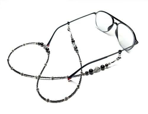 Damanse Beaded Glasses Chain,Eyeglass & Sunglass Strap For Women Stylish - color: Obsidian