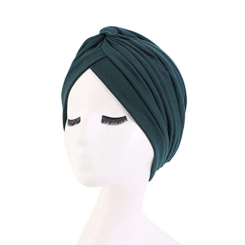 beauty YFJH Women's Cotton Turban Head Wrap Cancer Chemo Beanies Cap Headwear Cap Bonnet Hair Loss Hat - color: Dark Green