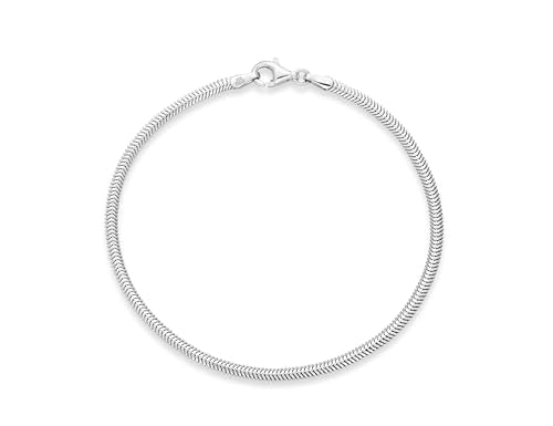 Miabella Italian Solid 925 Sterling Silver, 18K Yellow Gold Plated 2mm Domed Herringbone Snake Chain Link Bracelet for Women Men, Made in Italy - color: sterling silver, size: Length 7.5 inches