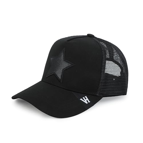 VINTAGE HAVANA Trucker Hats Women | Mesh Adjustable Snapback Hat | Men & Women Cute Trendy Fashion Baseball Cap - color: Black/Black