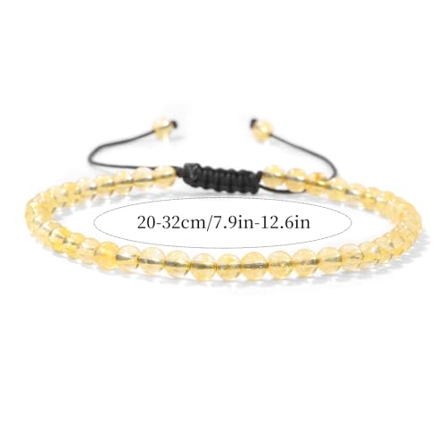 Lit Wall Crystal Anklets for Women Handmade Beach Boho Ankle Bracelet 4mm Adjustable Beaded Ankle Bracelet Waterproof Natural Stone Anklet Plus Size Anklets Gemstone Anklet Jewelry Gift for Her - style: Citrine