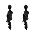 Long Acrylic Rose Petal Earrings Dangle Exaggerated Flower Earrings Drop Statement Floral Tassel Earrings for Women - color: Long Acrylic Rose Petal Earrings-Black