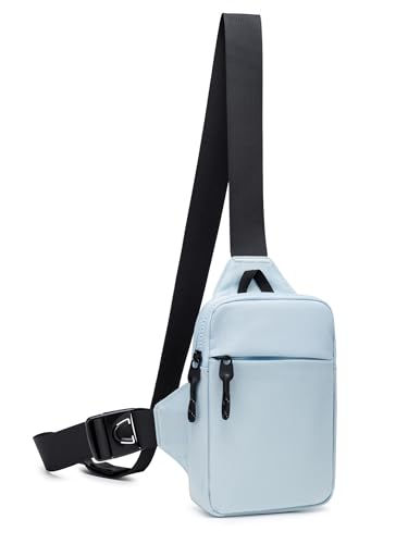 higouta Mini Sling Bag for Men Women, Small Crossbody Casual Utility Chest Phone Bag for Travel Workout - color: Light Blue