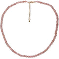 Simple Choker Necklace for Women Real Stone and Crystals Necklaces 4mm Beaded Choker Jewelry Meditation Gift for Women (16"+2") - style: Strawberry Quartz