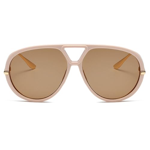 Trendy Oversized Pilot Sunglasses Women For Men Round Sun Glasses Vintage Big Frame Shield Shades Men Punk Sunglasses - color: C8