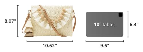 Small Straw Purse for Women Summer Clutch Purses Beach Woven Envelope Bag Raffia Shoulder,Straw Crossbody Bag boho - color: Bobbles Beige