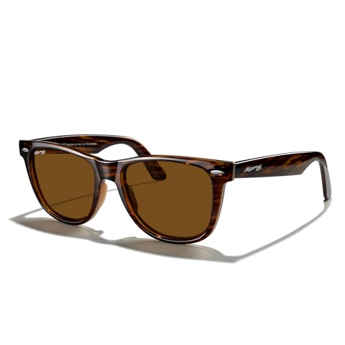MERRY'S Classic Square Shape Polarized Sunglasses for Womens Mens Retro Designer UV400 Sun Glasses S6140 - color: Brown Stripe Frame/Brown Lens