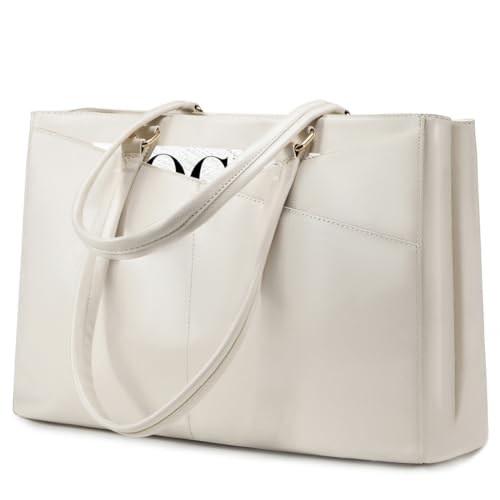 LOVEVOOK Laptop Bag for Women 15.6 Inch Tote Bags Waterproof Computer Briefcase for Teacher Business Office Work Bag,Beige - color: Beige 15.6 Inch, size: 15.6 inch