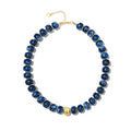 Chunky Beaded Statement Necklace for Women Trendy Colorful Boho Resin Bead Choker Necklaces Summer Handmade Jewelry Gifts Accessories - color: Gold-Deep Blue-1