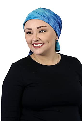 Hats Scarves & More Chemo Scarf Head Scarves for Women Cancer Headwear Headscarf Head Coverings 28 Inch Square Batik - color: Zenith Blue