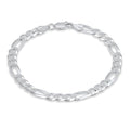 Aka Gioielli - Solid 925 Sterling Silver 7mm Diamond-Cut Figaro Link Chain - Bracelet for Men and Women - Made in Italy