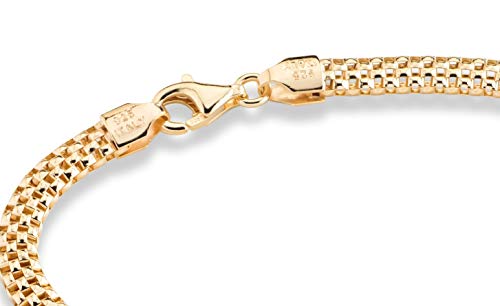 Miabella 18K Gold Plated 925 Sterling Silver Italian 4mm Mesh Link Chain Bracelet for Women 925 Italy - style: Length 8 Inches