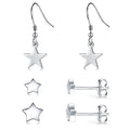 3 Pairs 925 Sterling Silver Star Stud Earrings for Women,Tiny Simple Geometric Stud Earrings Set Small Hypoallergenic Cartilage Tragus Ear Jewellery for Men (3/4/5mm) - color: 04 Silver-3 Pairs-dangle & stud