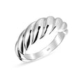 LeCalla 925 Sterling Silver Chunky Bold Signet Rings for Women and Men | Textured Twisted and Ribbed Statement Rings | Minimalist Texture Silver Ring Jewelry for Women & Men (Sizes 6-8 No.) - size: Ring Size-8No., style: Croissant Braided