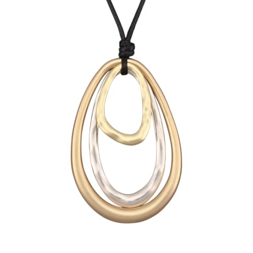 Boho Necklaces for Women Chunky Circle Necklace Layered Boho Circle Leather Choker Necklace Long Vintage Necklaces Bohemian Jewlery Gifts - style: Boho Style Necklace