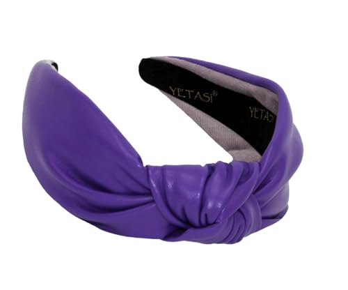 Leather Headbands for Women Violet Purple Stylish Year-round Wearable All Day. Head bands Adult Women Trendy Head band for Women's Hair Knotted Headband Top Knot Womens Fashion Designer Girls - color: Violet Purple