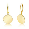 Disc Dangle Earrings for Women, 14K Gold Plated Flat Hypoallergenic Drop Earrings, Silver Classic Coin Leverback Earrings for Women Jewelry Gifts - color: A-14K Gold