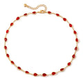 Beaded Choker Necklaces for Women 18k Gold Plated Dainty Gold Choker Necklaces for Women - style: ﻿Red Oval 23