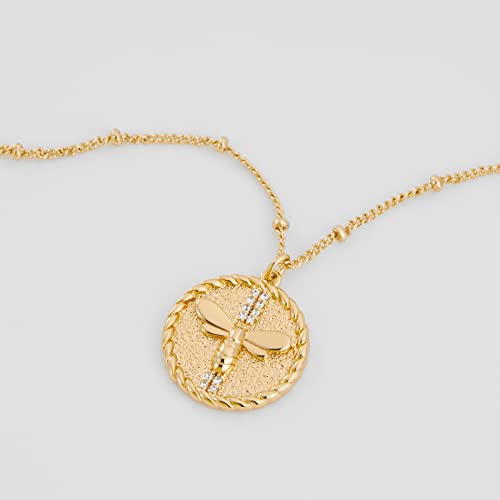 Fettero Animal Necklaces for Women 14K Gold Plated Charm Snake Necklace Elephant Bird Cat Butterfly Pendant Cute Dainty Necklace Jewelry - style: Bee