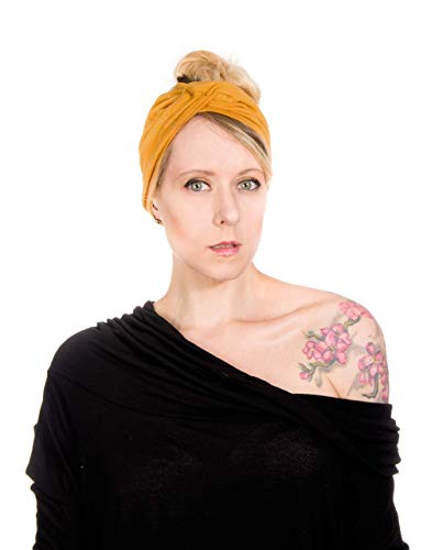 Twist Headband Extra Wide Scrunch Turban (Mustard Yellow) - color: Mustard Yellow