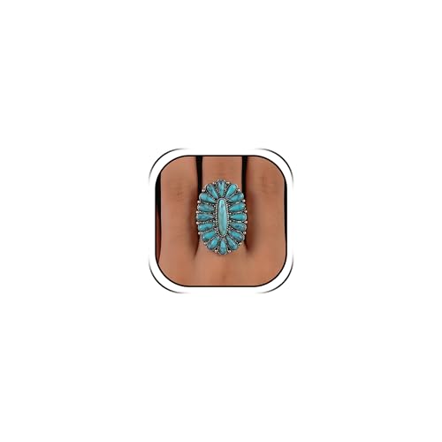 Turquoise Ring Boho Western Jewelry Chunky Thumb Statement Ring Dainty Simple Finger Open Jewelry Gift for Women Boho Dresses Accessories - color: B1:turquoise rings