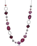BULINLIN Beaded Long Necklace for Women Silver Sweater Chain Necklace with Crystal Resin Beads, Fashion Jewelry Necklace - color: 53-Dark light purple
