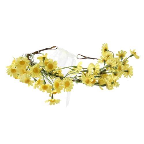 AWAYTR Flower Hippie Floral Crown - Boho Sunflower Headband for Women, Hippie Costume and Hair Accessories (Yellow) - color: Yellow