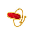 18K Gold Plated Adjustable Twisted Rings for Women Non Tarnish Oval Czech Glass Stone Stainless Steel Statement Rings Open Gemstone Boho Stackable Band Jewelry - color: Red
