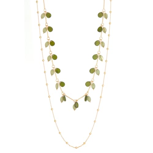BULINLIN Layered Long Necklaces for Women Long Beaded Chain Necklace CostumeJewelry Mothers Day Gifts for Mom - color: Green