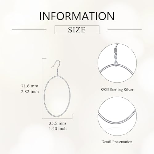 POPLYKE Sterling Silver/Rose Gold/Gold Plated Large Hoop Earrings Circle Dangle Drop Earrings for Women 40 50 60 70 80mm - color: Oval, size: 50mm