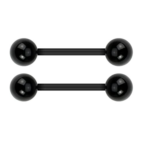 Forbidden Body Jewelry Nipple Rings, Tongue Rings, Nipple Piercing Jewelry, Nipple Jewelry, Flexible Acrylic Barbell Set 14G 16mm (5/8 Inch), 3 Pack - style: Black