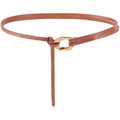 Genuine Leather Double Strap Tie Belt Adjustable Brown Cowhide Skinny Waistband - color: Brown